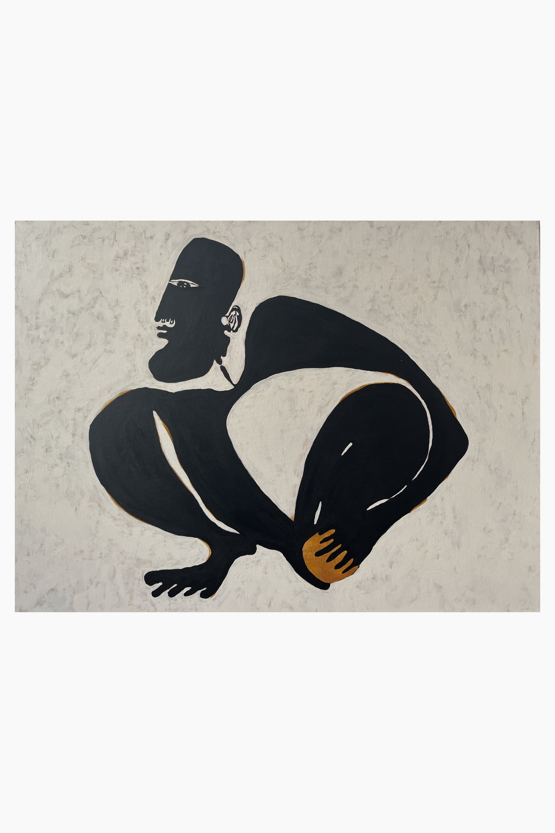 Abstract painting of a figure with a textured background